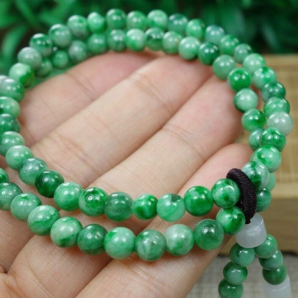 Certified Green 100% Natural A jadeite Jade Beads Bracelets 手链